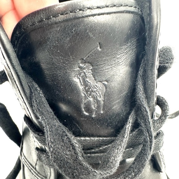 Polo Ralph Lauren Maykn Oil Leather Chukka Boots Mens 9 Black Shoes Preppy